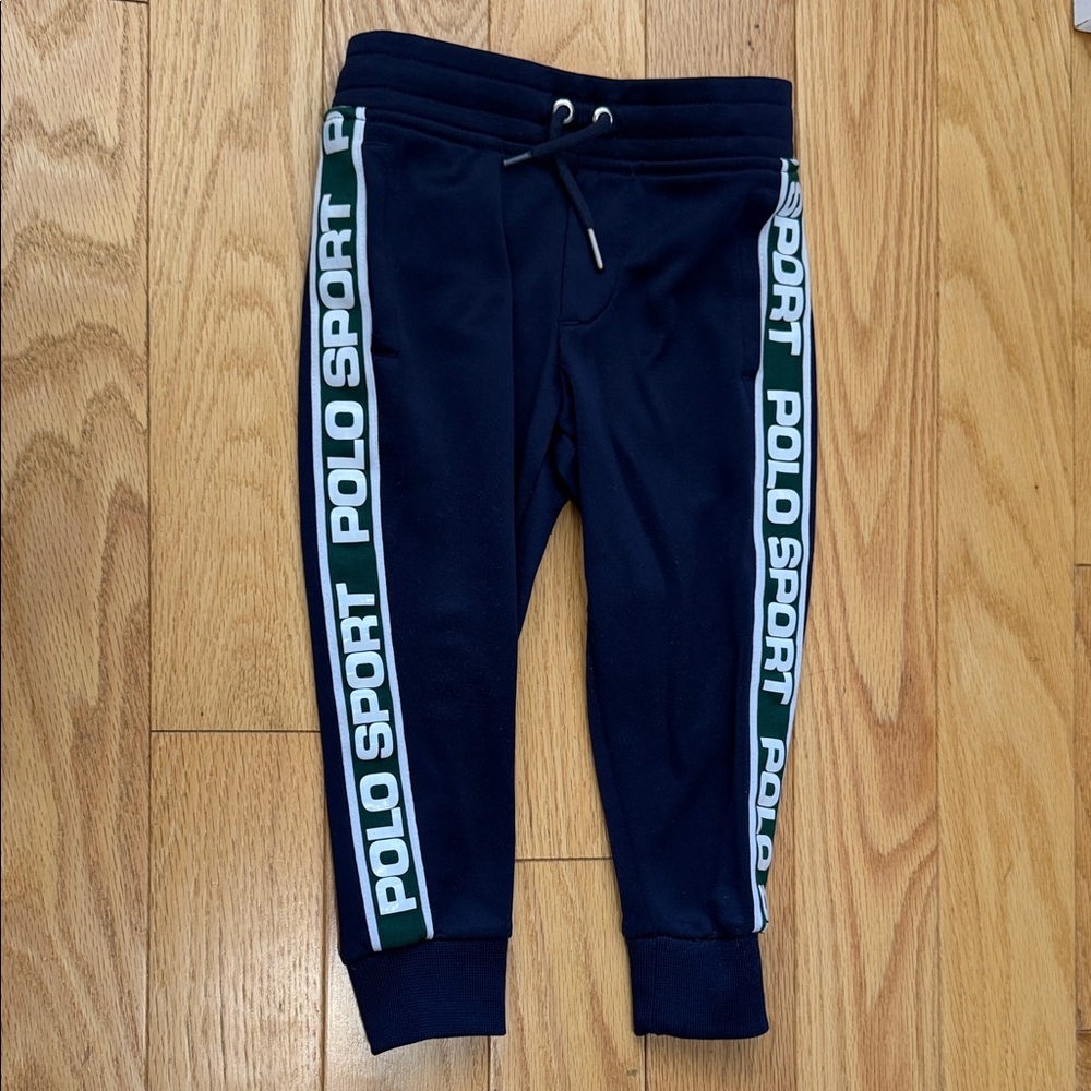 Polo by Ralph Lauren Kids Joggers in Navy with Green Stripes
